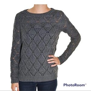 Tommy Hilfiger Dark Gray Cotton Cable Knit crewneck Pullover Sweater